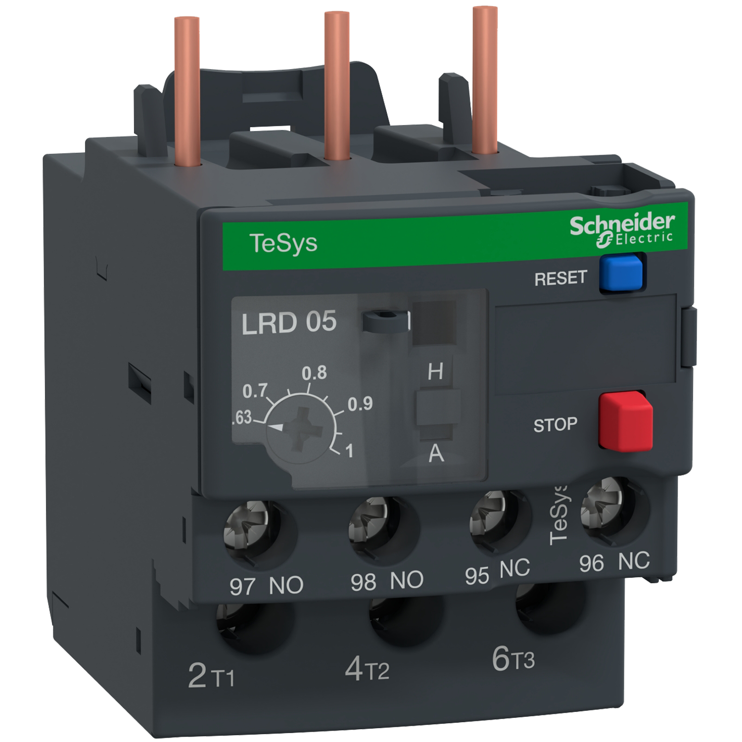 LRD05 : โอเวอร์โหลด รีเลย์ Adj 0.63-1A CL 10A for D09-D38 - Schneider Electric - Thermal Overload Relay by pik2pak.com