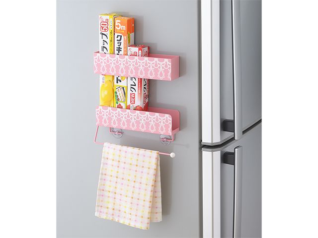 Magnetic Refreigerator Storage Rack ชั้นวางติดตู้เย็นแถบแม่เหล็ก สีชมพู 7x27x14cm