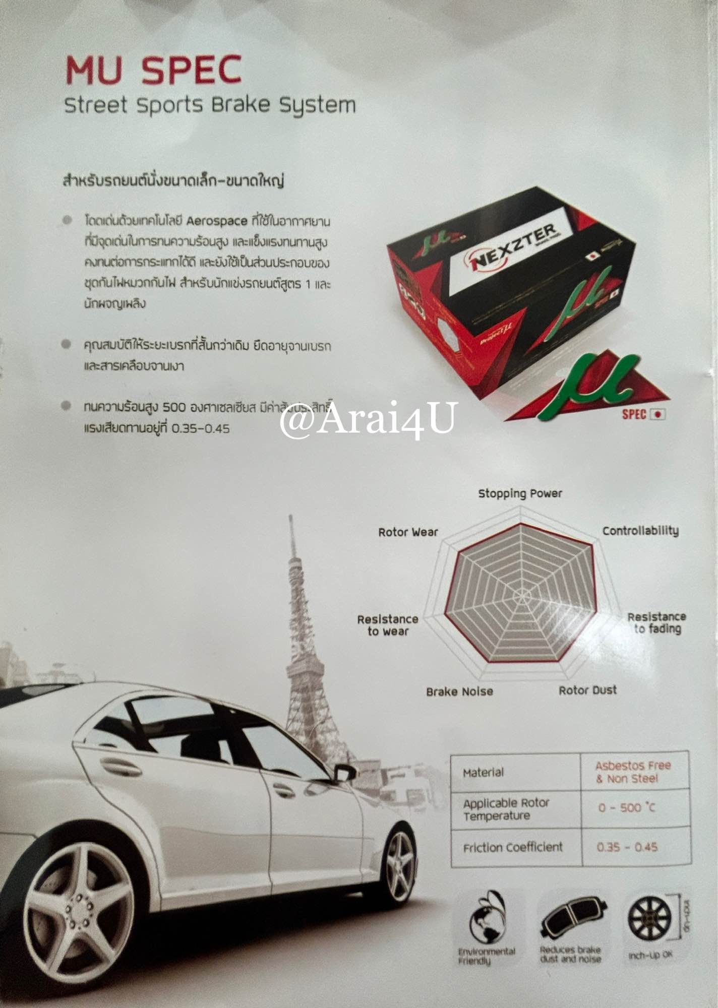 ผ้าเบรคหลัง TOYOTA CAMRY AXV70,71,LEXUS ES300