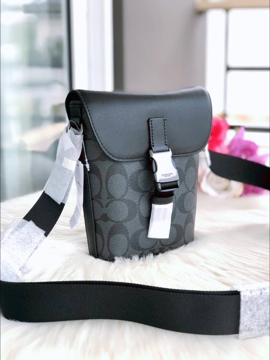 New Coach Track Small Flap Crossbody In Signature Canvas