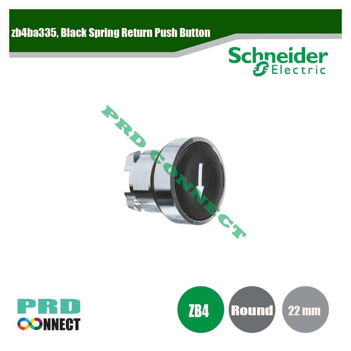ZB4BA335, BLACK SPRING RETURN PUSH BUTTON, SCHNEIDER