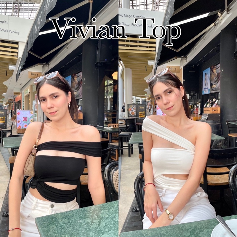 🍷Vivian Top🍷 เสื้อรุ่นนี้คือใช้ผ้าเยอะมากกก ผ้า2ชั้นทั้งตัว ใส่ได้หลายแบบตามชอบ แต่ใส่ยากยืนหนึ่ง สวยแต่งงๆนิดนึงนะคะ Cropbkk♡