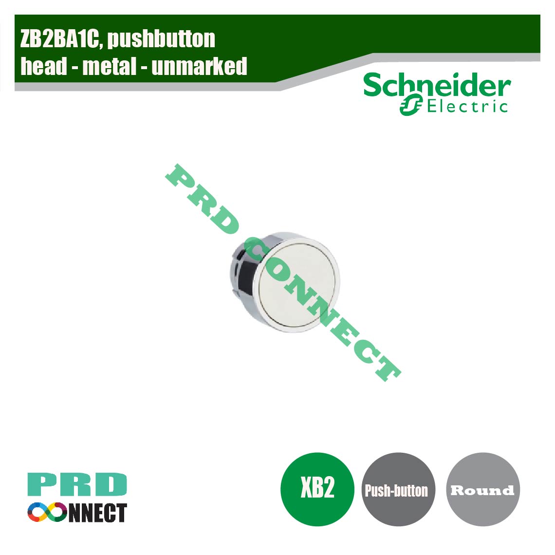 ZB2BA1C, PUSHBUTTON HEAD - METAL - UNMARKED, SCHNEIDER