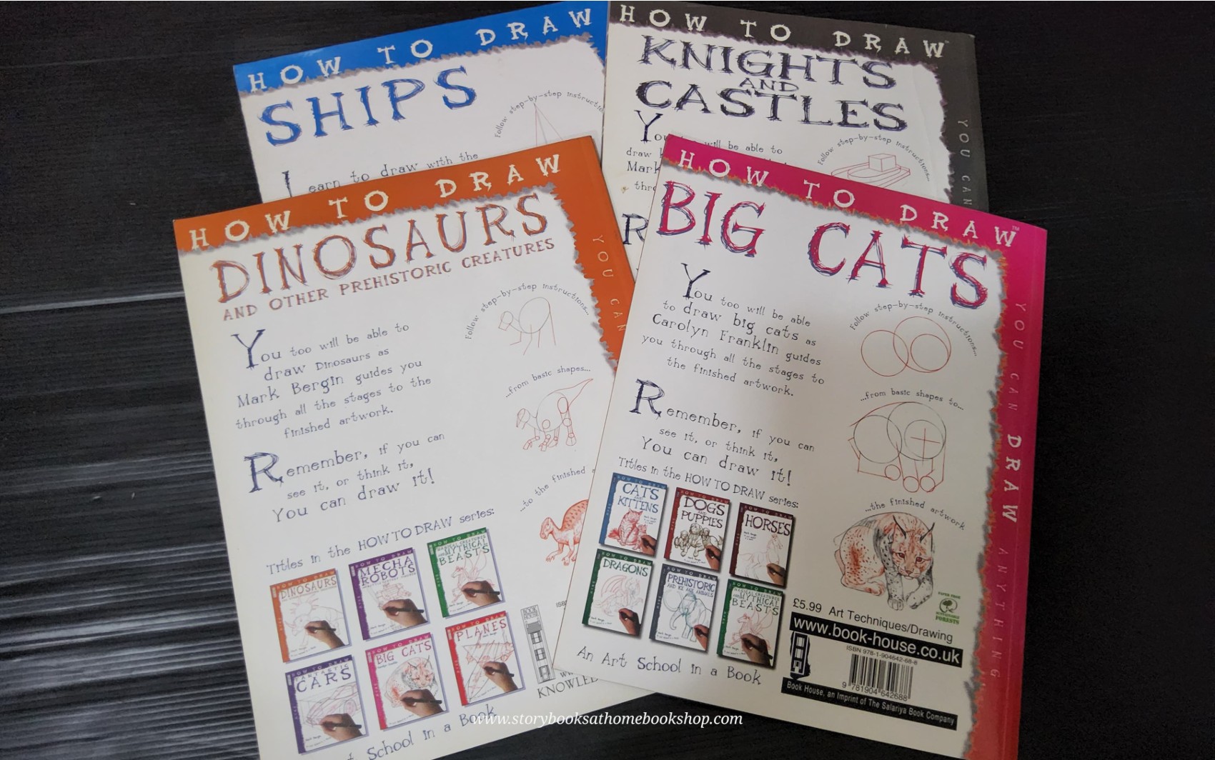 DRAWING BOOKS SET** ð
HOW TO DRAW 4 BOOKSâĨïļ *KNIGHTS AND CASTLES *SHIPS *DINOSAURS *BIG CATS