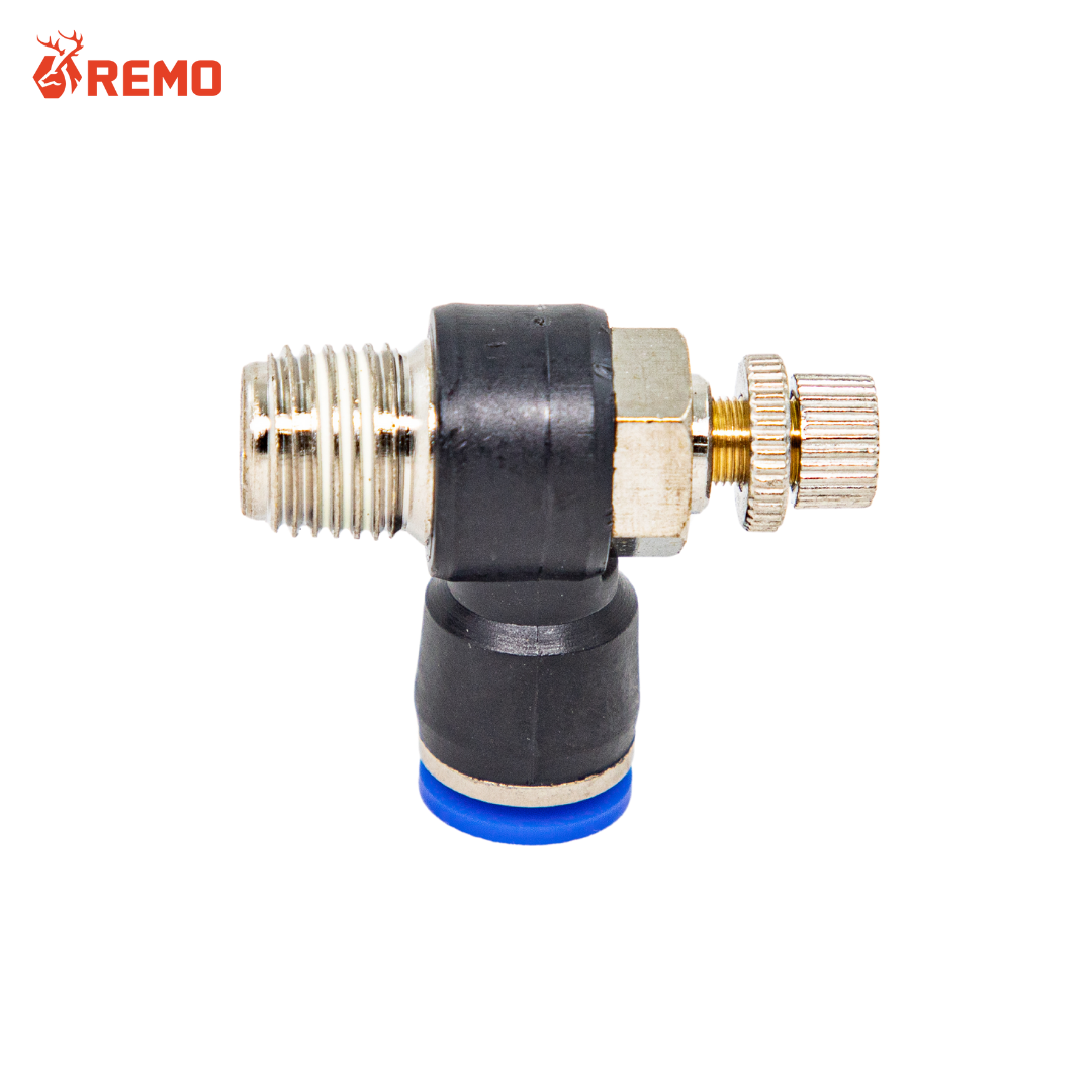 ข้องอปรับสปีดเกลียวนอกมีวาล์ว (JSC) M8x1/4"