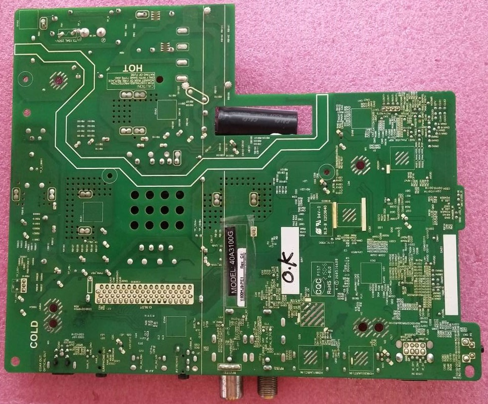 เมนเบอร์ดทีวีไฮเซน HISENSE ของแท้มือสองถอดจากเครื่อง ใช้กับรุ่น40A3100G 40E3G พาร์ท TP.MS3663T.PB709 ทีบาร์V400HJ9-PE1