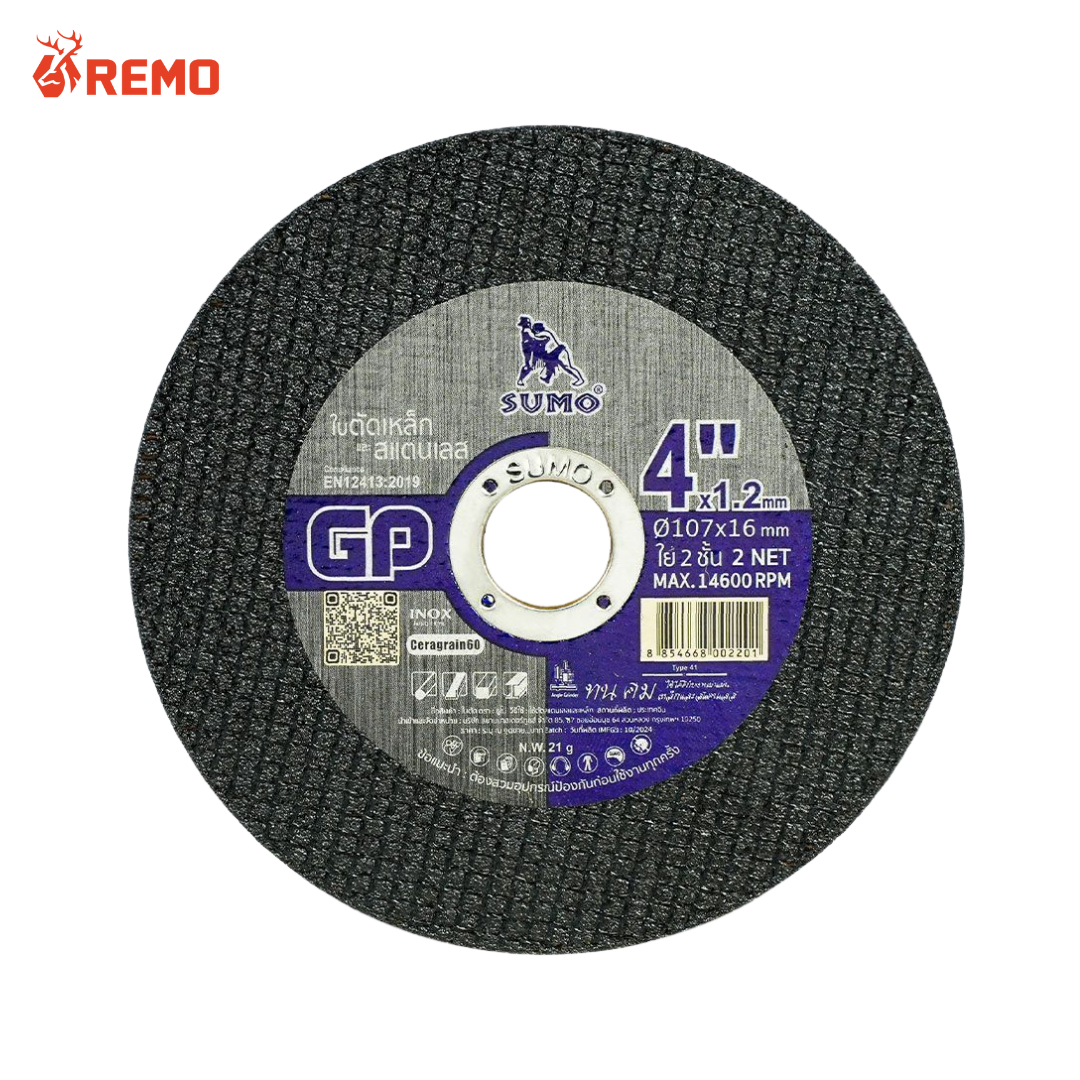Sumo GP ใบตัดเหล็ก 4" x 1.2 mm. บรรจุ 50 ใบ / 400 ใบ (ลัง)