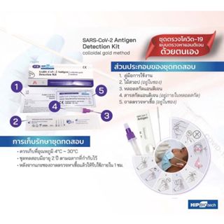 *5ชุด ส่งฟรี* Antigen Test Kit HIP Biotech ชุดตรวจโควิด ATK