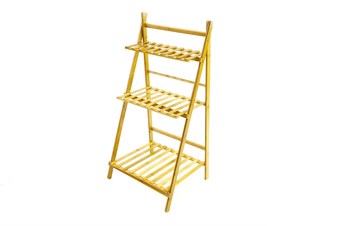Bamboo Shelf ชั้นไม้ไผ่ ชั้นวางกระถาง ชั้นวางของ ชั้นอเนกประสงค์ พับได้ 3 ชั้น 50x40x96 cm