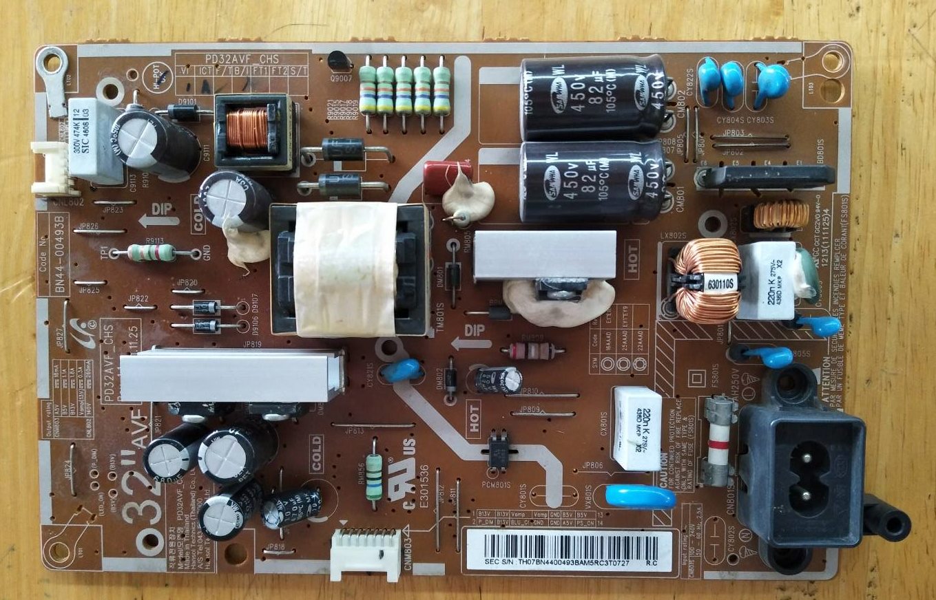 POWER SUPPLY SAMSUNG (ซับพลาย ซัมซุง) อะไหล่แท้/ของถอด พาร์ท BN44-00493B:BN44-00493A :BN44-00493C รุ่น UA32EH5000M :UA32EH5000R :UA32EH5300R