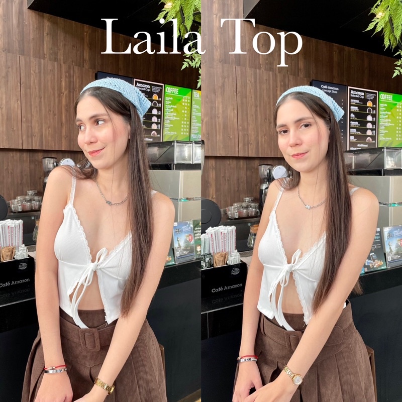 🌾Laila Top🌷 เสื้อสายเดี่ยวลูกไม้ผูกหน้า งานสายฝอสุดๆ แซ่บมากแต่แอบหวานเบาๆ พร้อมส่งส่งดำ/ขาว นะค้า 🖤
