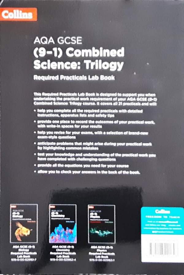 Revision Guide book ** ð
ðCollins:AQA GCSE (9-1)COMBINED SCIENCE: TRILOGY