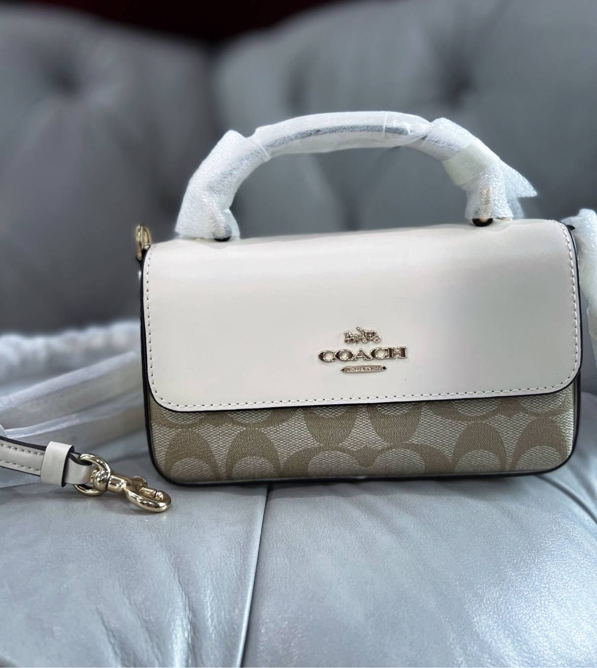 New Coach Mini Josie Top Handle Crossbody In Blocked Signature Canvas