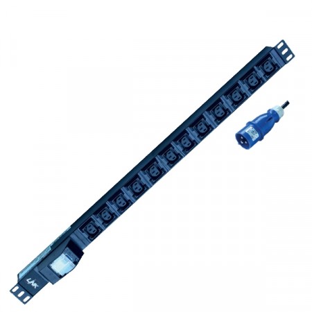 PDU 12 C13 Outlet (Circuit Breaker 32A+ Power Plug 32A) รางไฟที่มี C13 และปลั๊กเพาเวอร์
