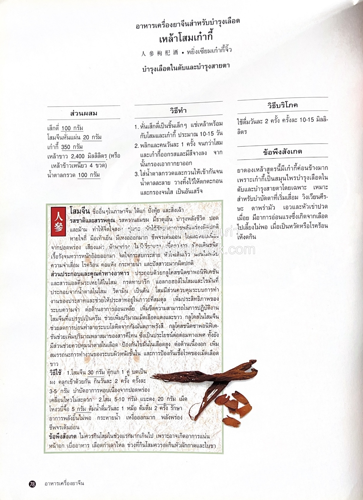 อาหารเครื่องยาจีน : หลักโภชนาการพร้อมสูตรอาหารอายุวัฒนะ โดย : รศ.ดร.ประพิณ มโนมัยวิบูลย์ และคณะ.