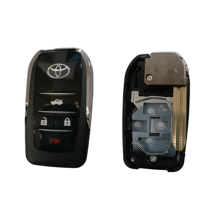 กรอบรีโมต Toyota 4 ปุ่ม (ล็อก+ปลดล็อก+ฝาท้ายรถ+เสียงร้อง)