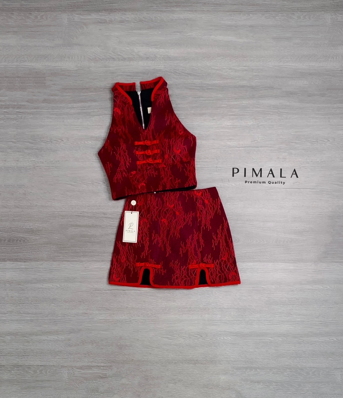 เซ็ทกี่เพ้า เสื้อ+กระโปรง XS S M L