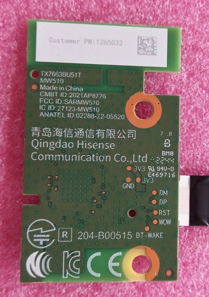 ตัวรับสัญญาณ+สายแพ Wifi HISENSE(ไฮเซน) มือสองพร้อมใช้งาน ใช้กับรุ่น 55A6500H พาร์ทTX7663BU51T M5B54_MB_V1.00