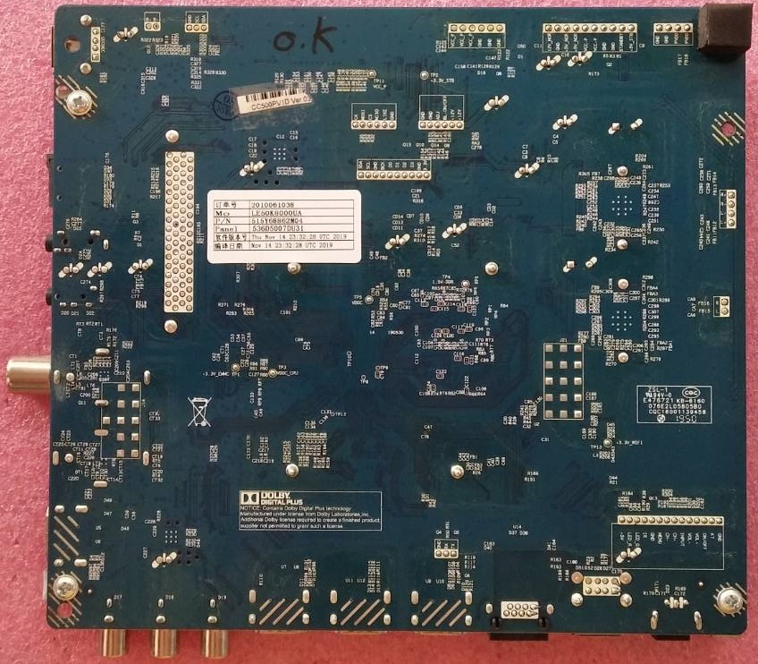 วันบอร์ดทีวีไฮเออร์ HAIER อะไหล่แท้มือสองพร้อมใช้งาน ใช้กับรุ่นLE50K8000UA LE50M9000 พาร์ทติดบอร์ดCV6886H-A ทีคอน CCPD-TC495-00 V3.0