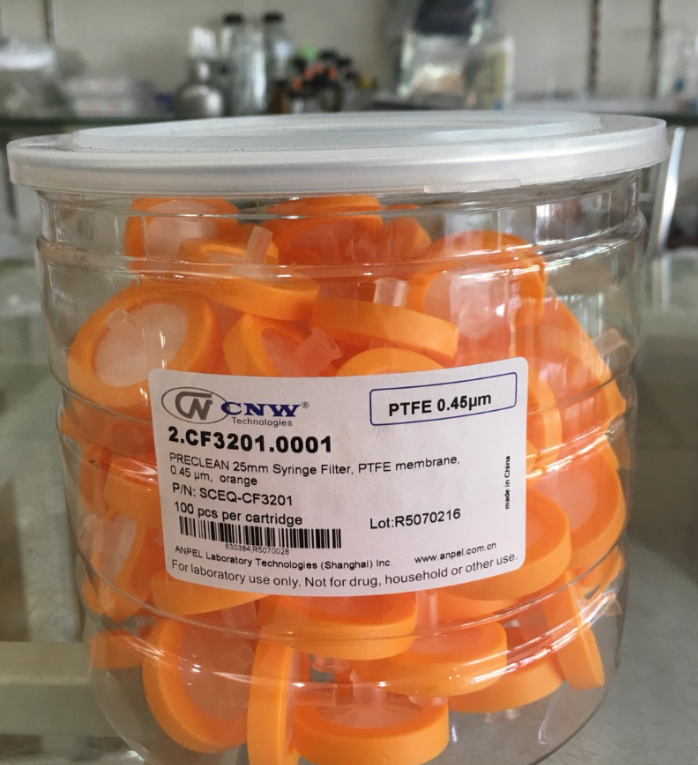 25 mm. 0.45 um PTFE Syringe filter (Hydrophobic) (100/pk) P/N 2.CF3201.0001