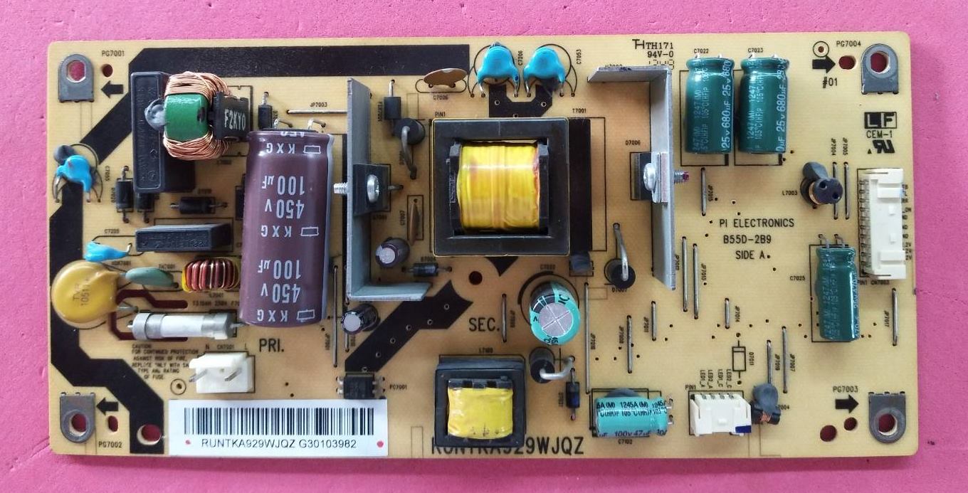 POWER SUPPLY SHARP (ซับพลาย ชาร์ป) อะไหล่แท้/ของถอด ใช้กับรุ่น LC-32LE240M LC-32LE340M LC-32LE355D2 พาร์ทบอร์ด RUNTKA929WJQZ