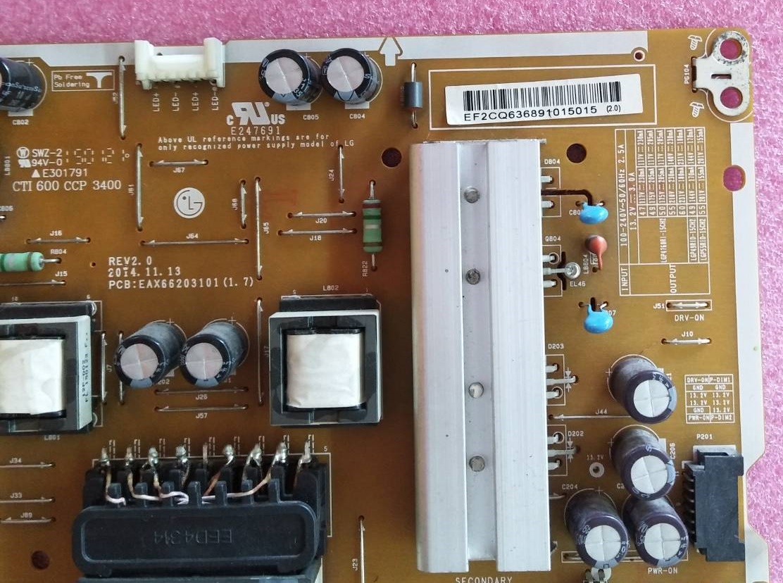 ซับพลายทีวี แอลจี LG ของแท้ถอดจากเครื่อง รุ่น 49LF550T 55LF595T 55LF630T 55LF595T 60LF630T 60LF630T 60LX341C 60LX540S 60LX540S พาร์ท EAY63689101 EAY63689103 EAX66203101