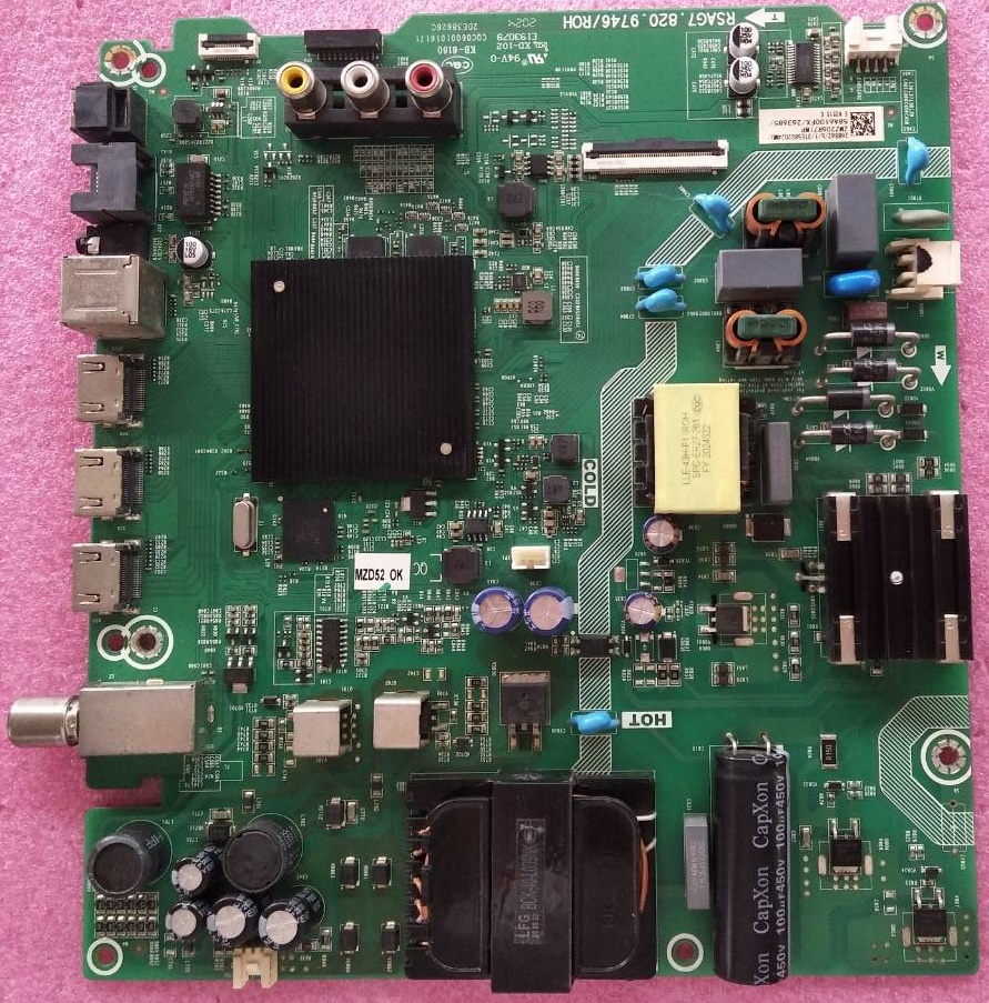 วันบอร์ดทีวีไฮเซน HISENSE ของแท้ถอดจากเครื่อง ใช้กับรุ่น 58E6F พาร์ทบอร์ดRSAG7.820.9746/ROH เวอร์ชั่นทีคอนCV580U1-T01-CB-1