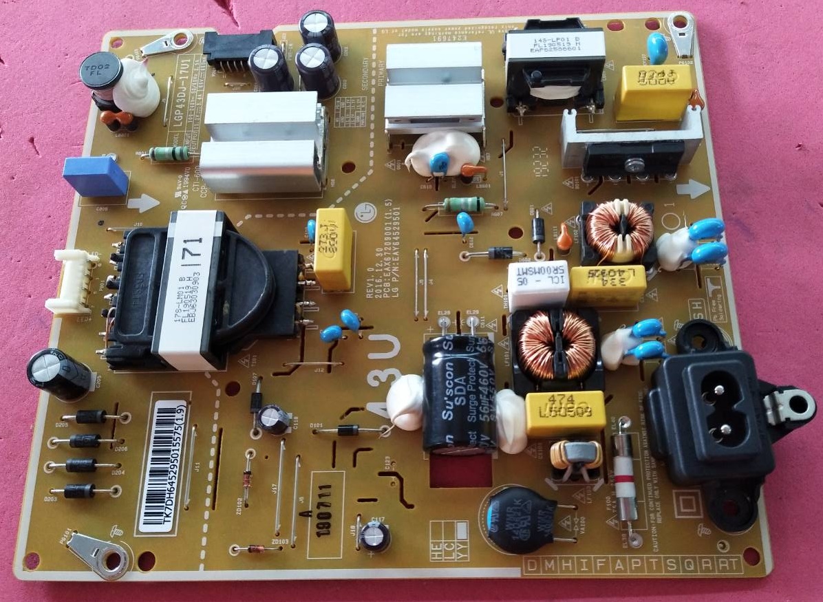เพาเวอร์ซัพพลายทีวี LG (แอลจี) ของแท้ถอดจากเครื่อง รุ่น 43UM7100PTA 43UK6300 พาร์ท EAY64529501 EAX67209001