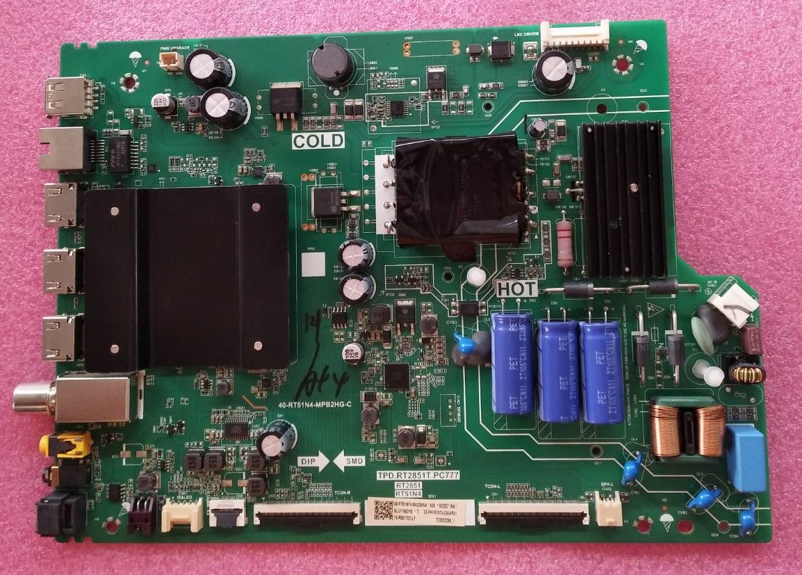 วันบอร์ดทีวีซีแอล (Oneboard TV TCL) ของแท้ถอดจากเครื่อง รุ่น50P615 พาร์ทTPD.RT2851T.PC777 เวอร์ชั่นใช้กับทีบาร์CC500PV9D VER.01