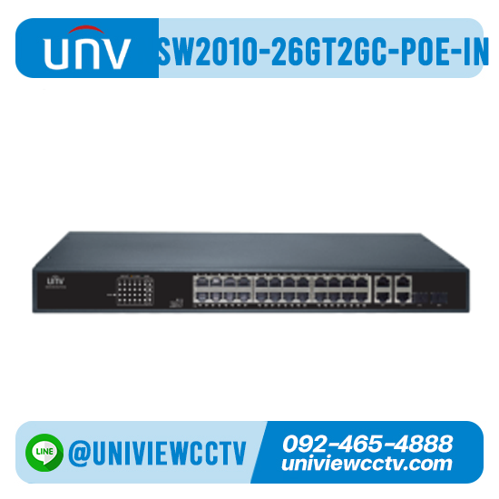 สวิทช์ UNIVIEW รุ่น NSW2010-26GT2GC-POE-IN l 24×1000Mbps PoE ports (RJ45)+2×1000Mbps ports(RJ45)+2×1000Mbps ports(Combo)