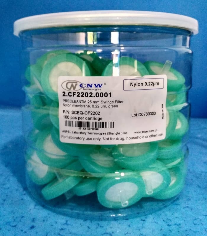 25 mm. 0.22 um Nylon Syringe filter (100/pk) P/N 2.CF2202.0001