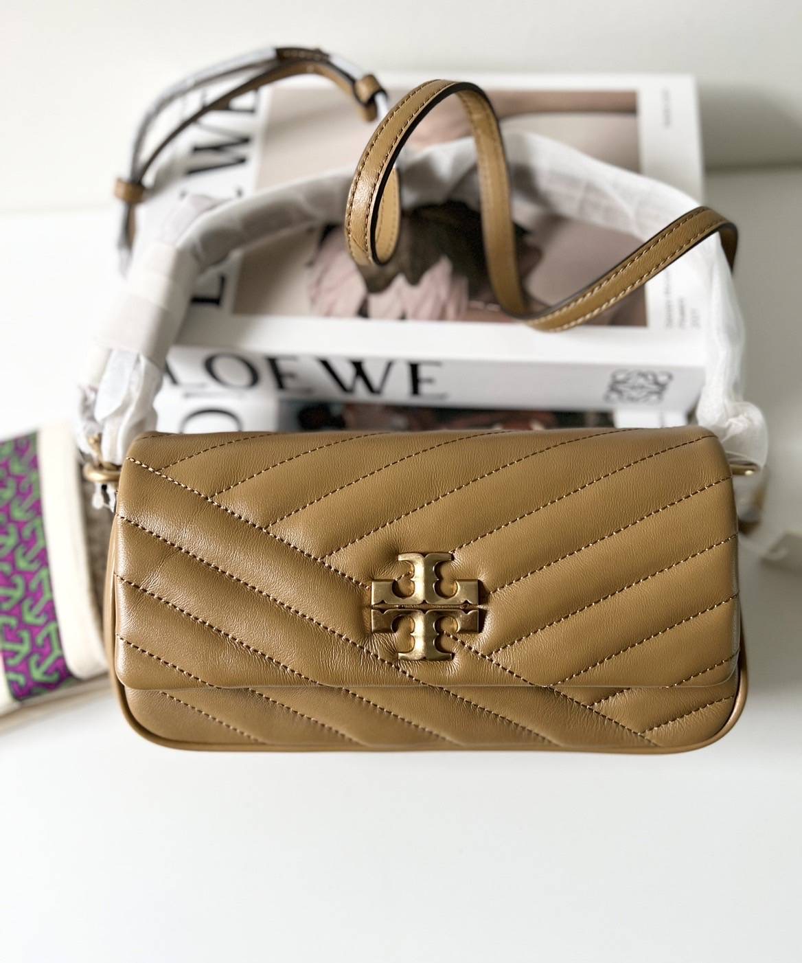 New Tory Burch Kira Chevron Tassel Small Flap Shoulder Bag
