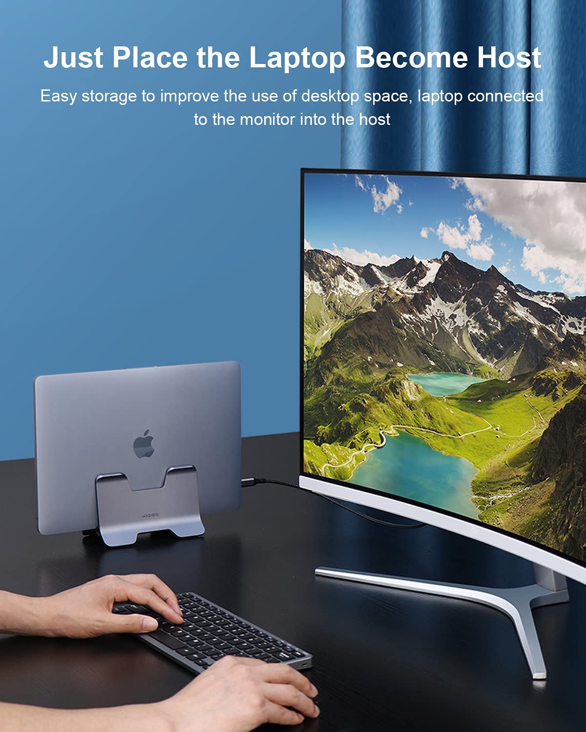 [ออกใบกำกับภาษีได้]พร้อมส่งจาก กทม Hagibis ขาตั้งแล็ปท็อปแนวตั้งเดสก์ท็อปแรงโน้มถ่วงอลูมิเนียมแท่นวางโน้ตบุ๊ค Space-Saving