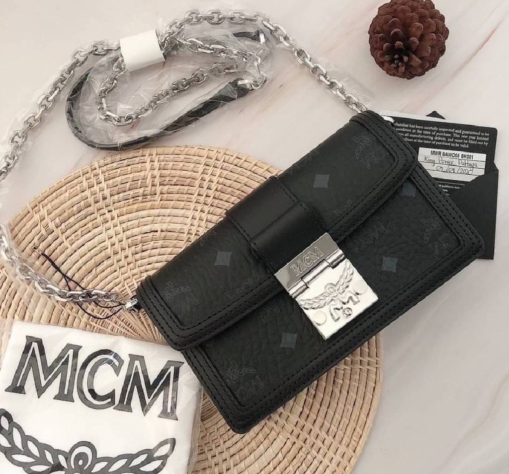 โปร New Mcm Gretl crossbody สีดำ อุปกรณ์การ์ด ถุงผ้า ถุงกระดาษ shop king power
