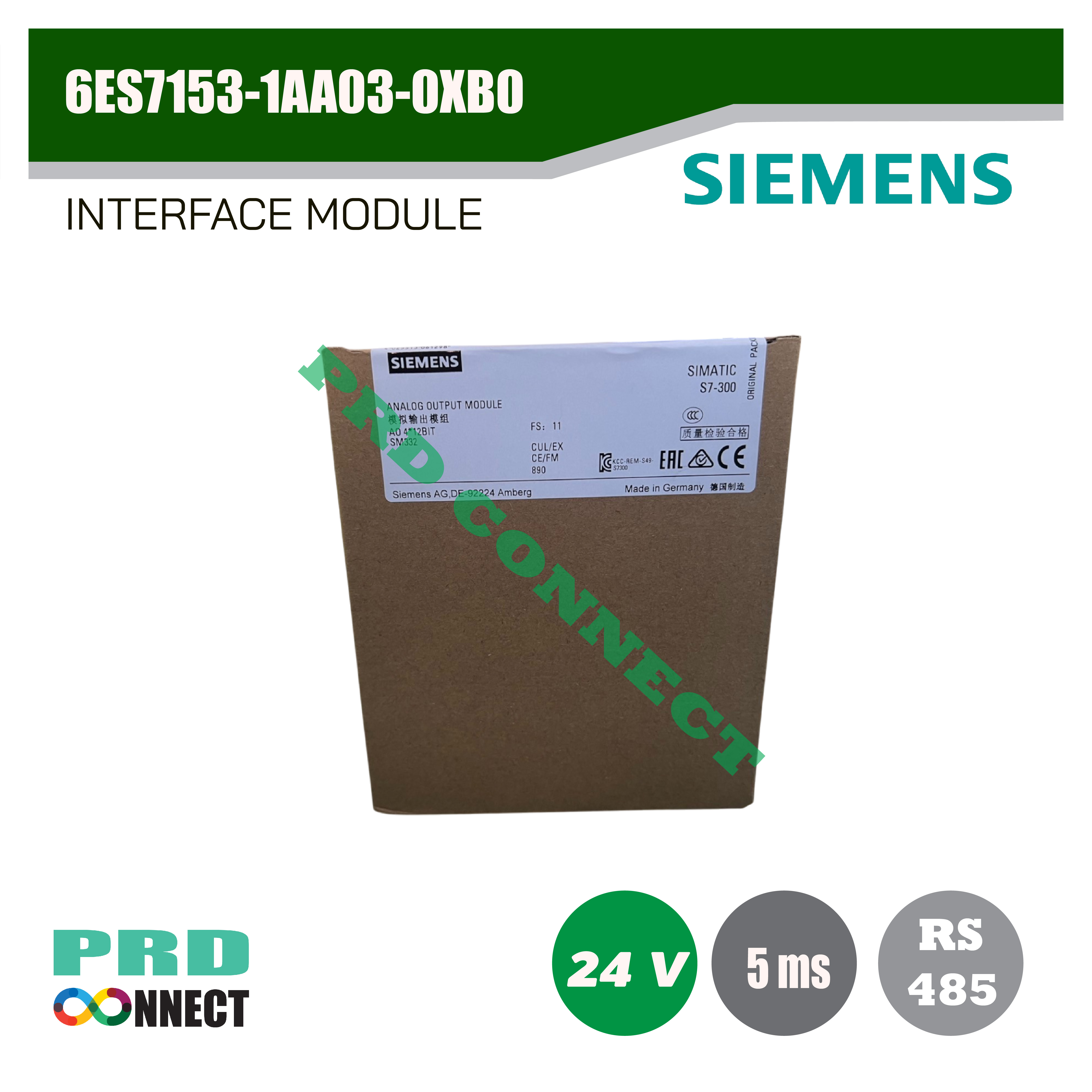 6ES7153-1AA03-0XB0 Connection Module, 1 A, 24 VDC, SIMATIC DP Series