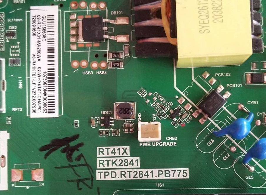 One Board TCL (วันบอร์ด ทีซีแอล) มือสองพร้อมใช้งาน รุ่น32S65A พาร์ท TPD-RT2841.PB775 ทีบาร์ ST3151A07-2