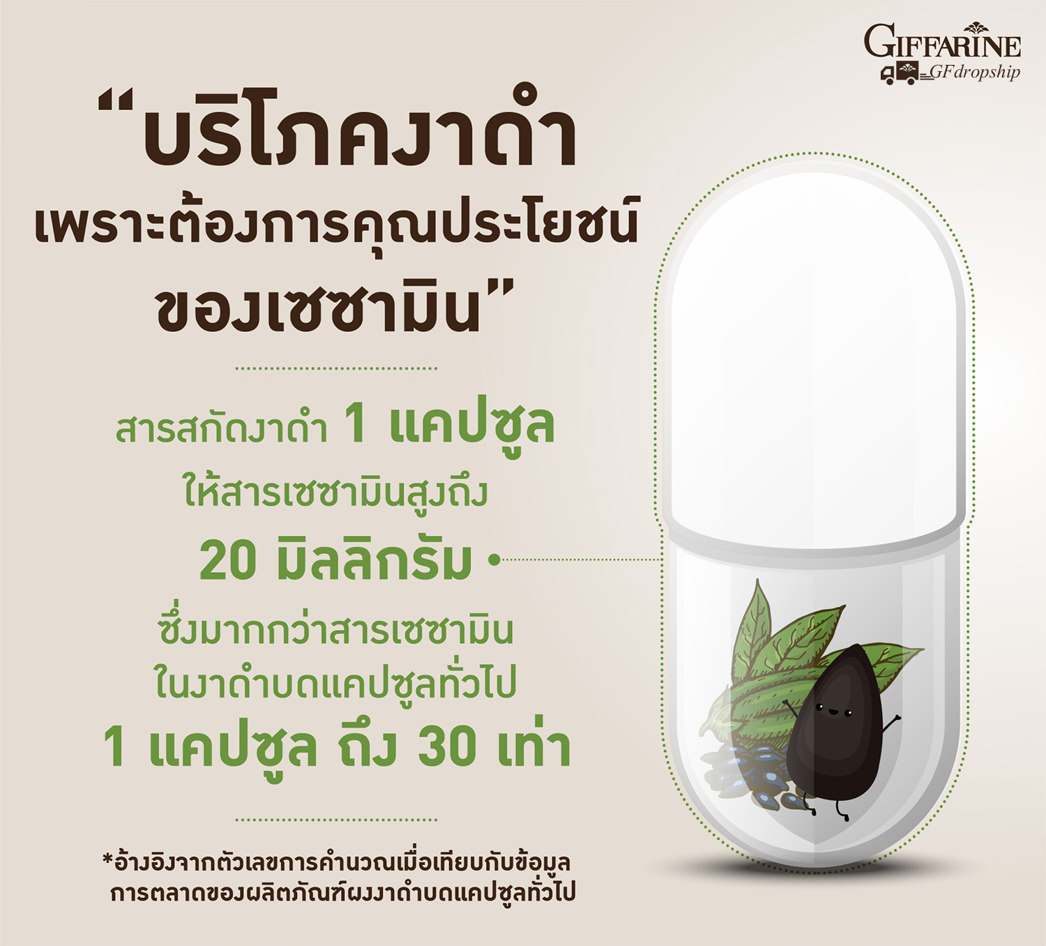 [กิฟฟารีน] ผลิตภัณฑ์เสริมอาหารสารสกัดจากงาดำ ผสมข้าวกล้องหอมนิลงอก วิตามินซี และซีลีเนียม ชนิดแคปซูล