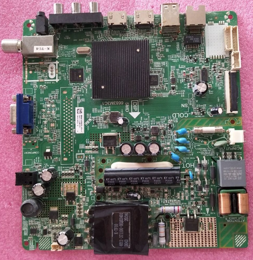เมนบอร์ดทีวี อะโคเนติค ACONATIC ของแท้ถอดจากเครื่อง ใช้กับรุ่น43HS534AN พาร์ท 6683M3C1 ใช้T-CON พาร์ท6870C-0801A