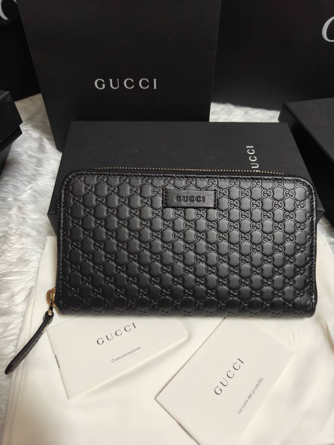 เข้าเพิ่ม สีละ 1 ใบเท่านั้น New Gucci Zippy wallet ใบยาว หนังปั้ม สีดำ