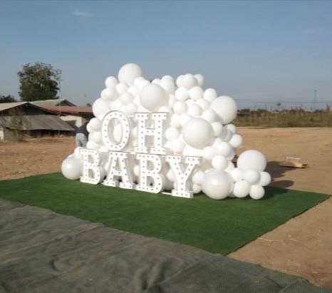 ป้ายอักษรเช่าไฟปิงปอง "OH BABY" อักษรสูง 70cm