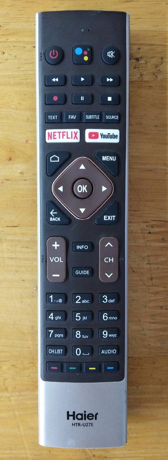 รีโมทสมาร์ททีวีไฮเออร์(Remote TV Haier) อะไหล่แท้/มือสอง ใช้ได้กับทีวีHaier รุ่น HTR-U27E