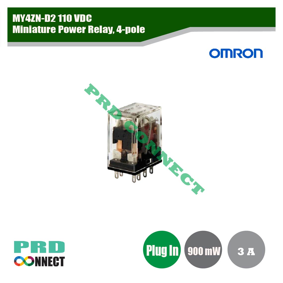 MY4ZN-D2 110 VDC, Miniature Power Relay, 4-pole, Omron