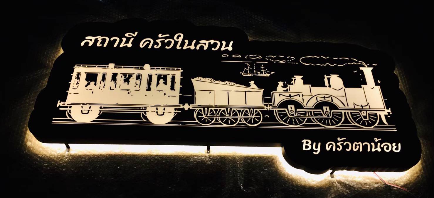 #ป้ายโลโก้ซิงค์ทำสีไฟออกหลัง