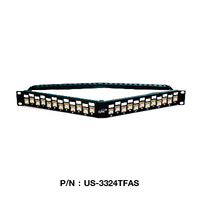 Shield CAT 6A ANGLE PATCH PANEL 24 PORT, Auto Shutter Jack แผง Angle แบบตัวเมียมีชัตเตอร์