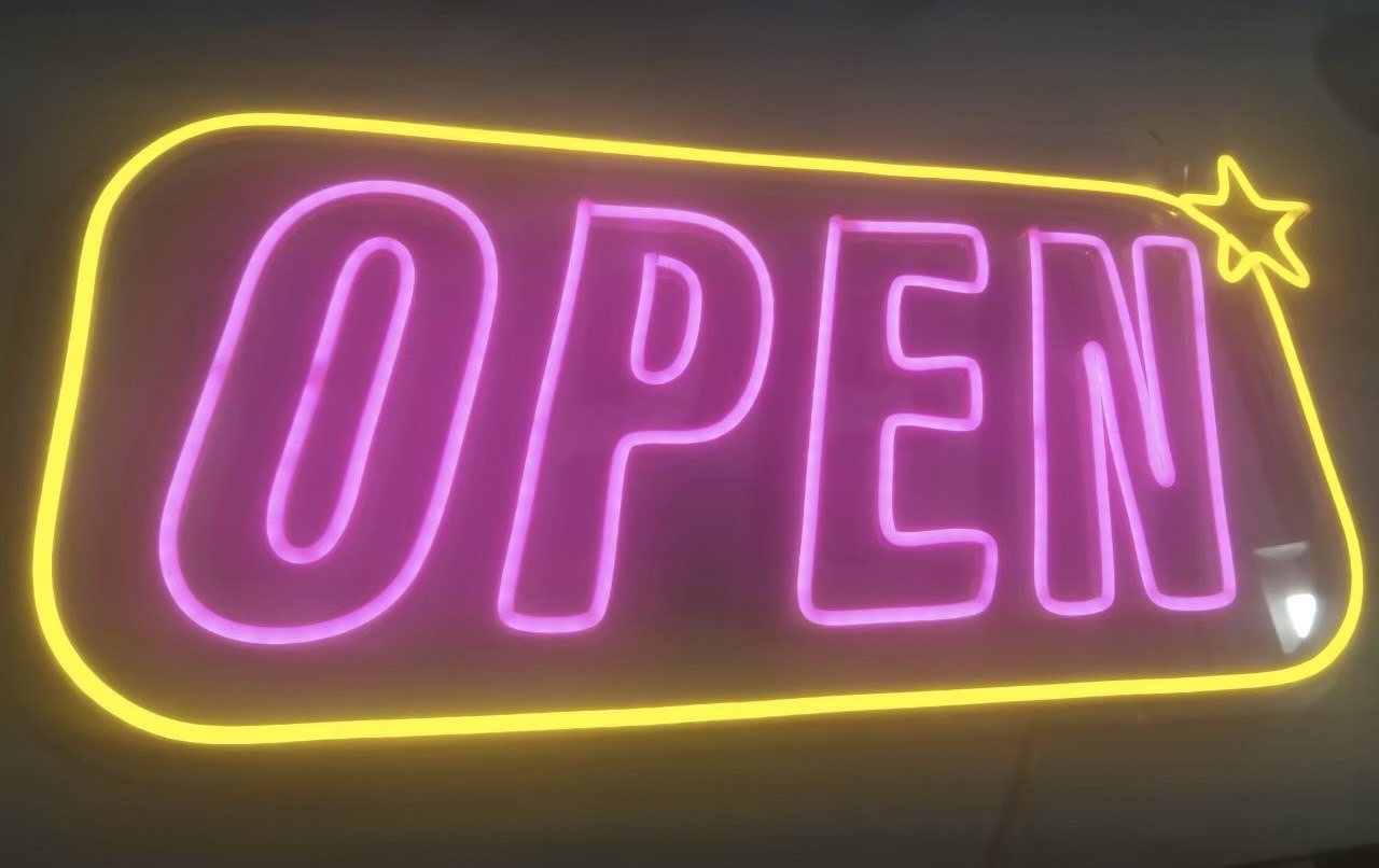 ป้ายไฟนีออนดัดled flex ป้ายไฟตกแต่งร้าน ป้ายOPEN