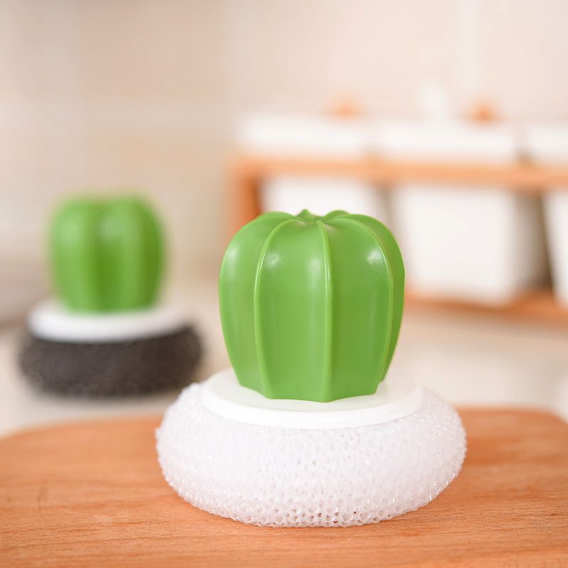 Kitchen sponge ฝอยขัดหม้อ ฟองน้ำล้างจาน รูปกระบองเพชร 8x8x9 cm