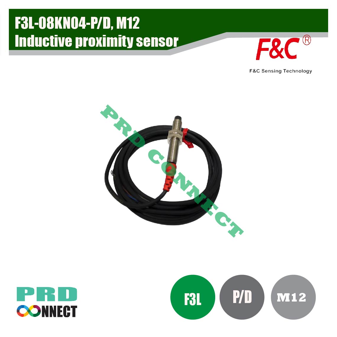 F3L-08KN04-P/D, M12 F&C INDUCTIVE PROXIMITY SENSOR