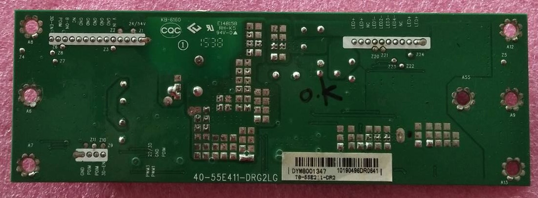 ไดร์LEDทีวี PANASONIC (พานาโซนิค) อะไหล่แท้/ของถอดจากเครื่อง รุ่นTH-L55C300T :TH-50C300T พาร์ท 40-55E411-DRG2LG