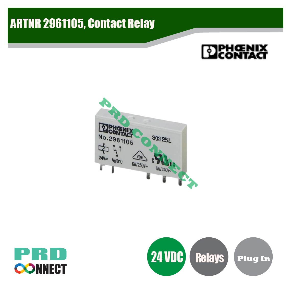 ARTNR 2961105, CONTACT RELAY, PHOENIX CONTACT