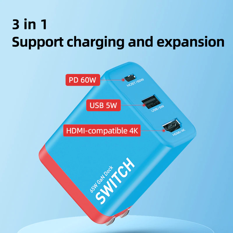 [ออกใบกำกับภาษีได้]พร้อมส่งจาก กทม Hagibis TC-064 Switch Dock for Nintendo Switch GaN fast charger Portable TV Docking Station 4K HDMI-compatible